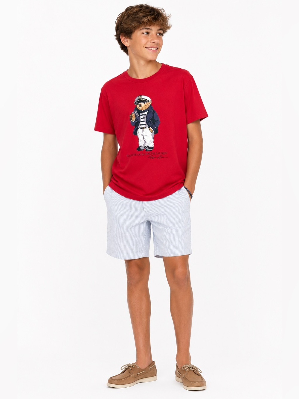 Ralph Lauren Red Crewneck Tee with Polo Bear- Youth XL (18-20)